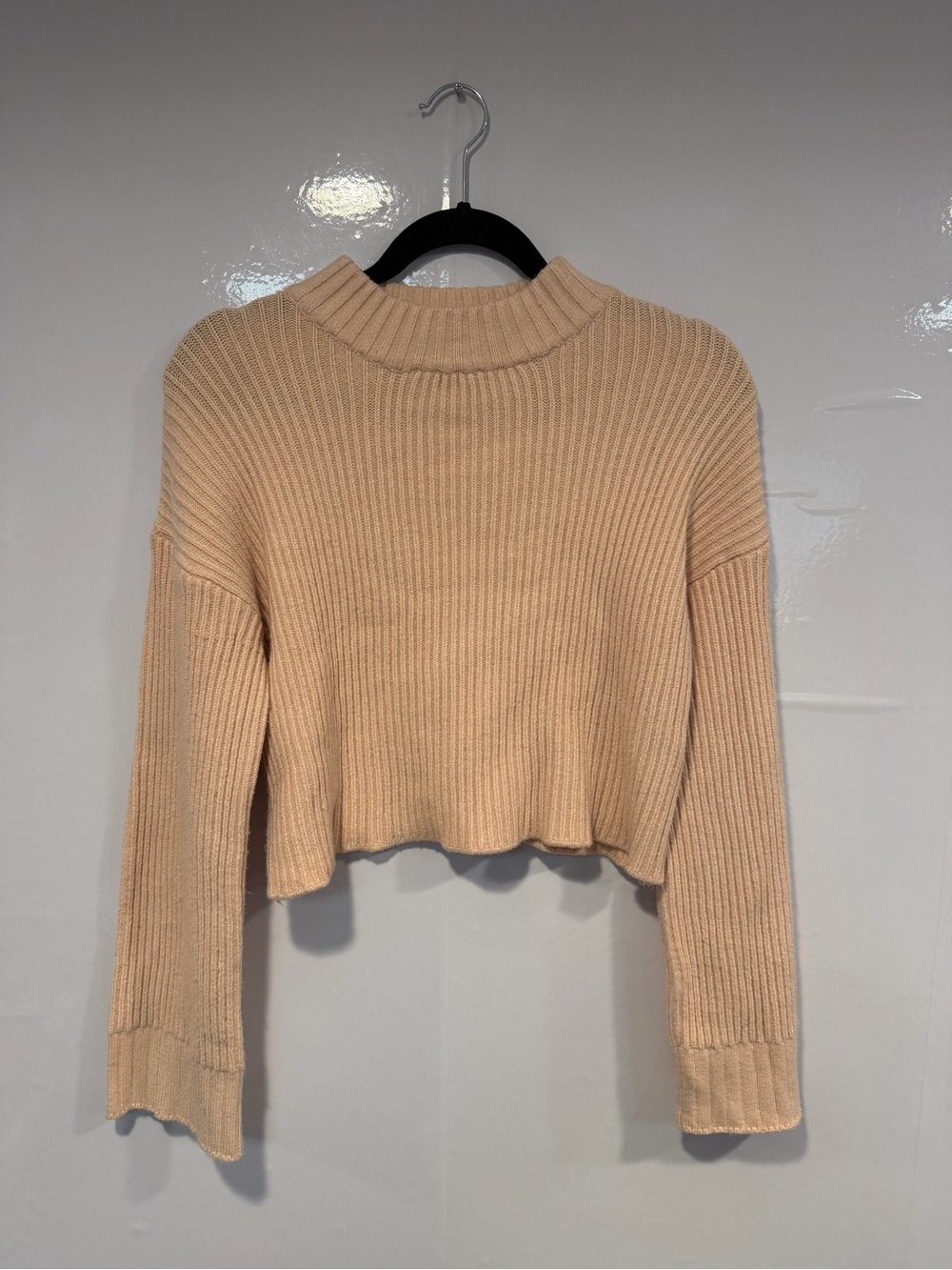 Superdown‎ Revolve Cropped Ribbed Knit Sweater - Beige
